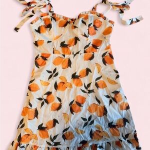 Lemon Print Summery Mini Dress